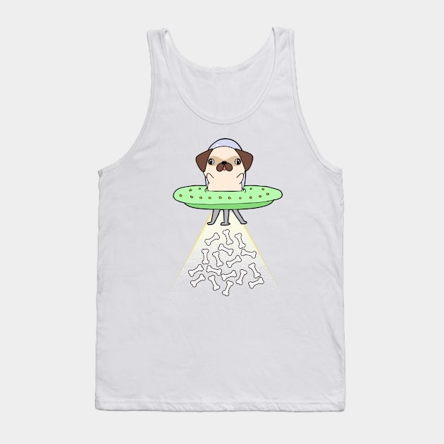 Funny pug dog is flying a ufo Tank Top by Pet Station